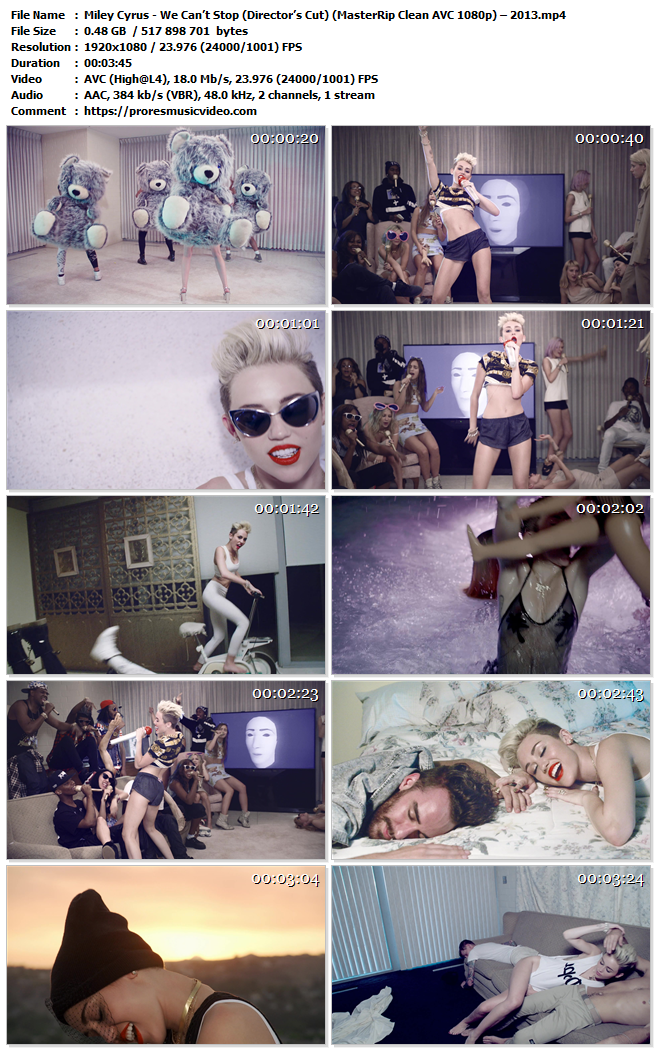 Miley Cyrus We Can T Stop Director S Cut Avc Master Master Prores Music